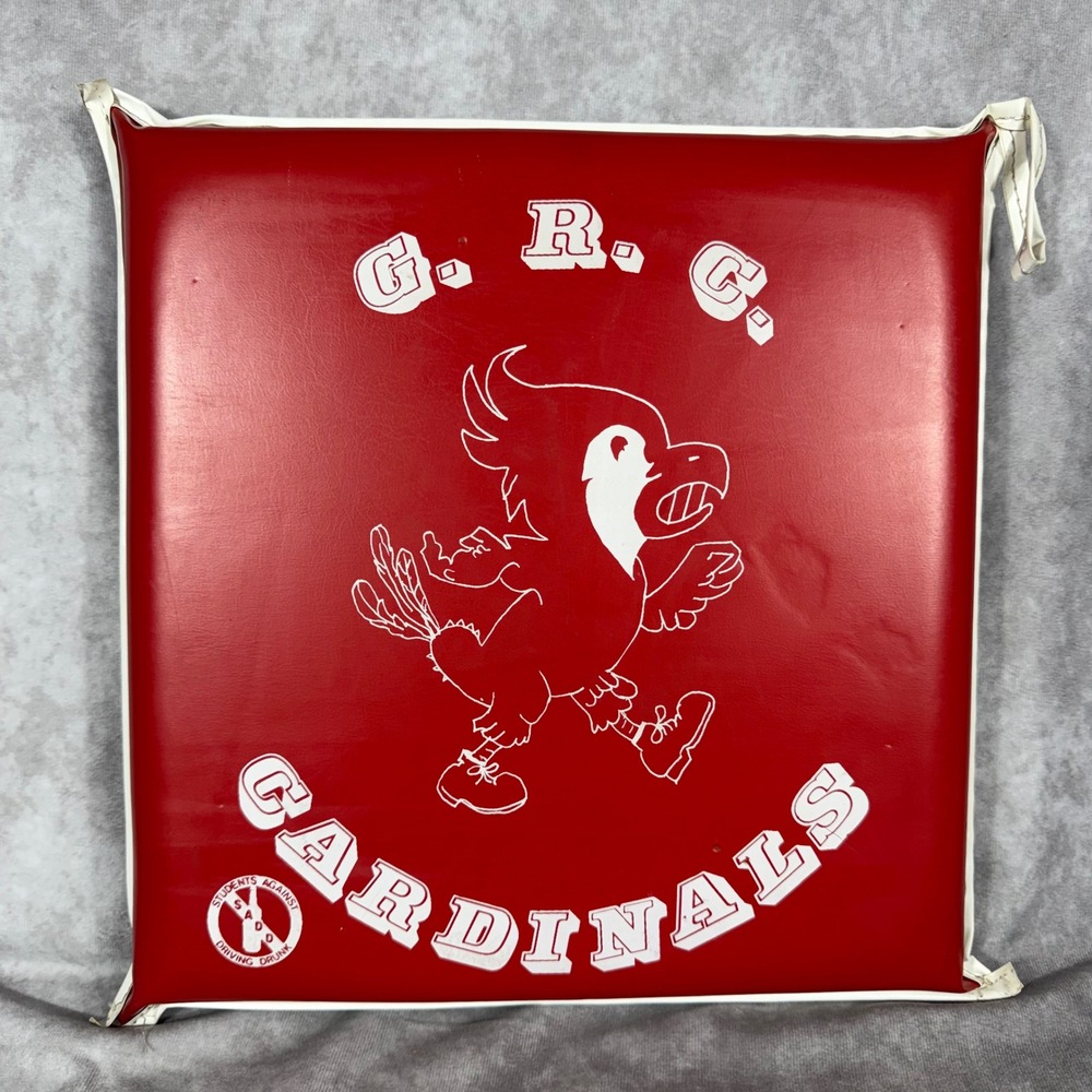 Vtg GRC Cardinals Winchester KY Stadium Seat Cushion SADD Red Vinyl Retro